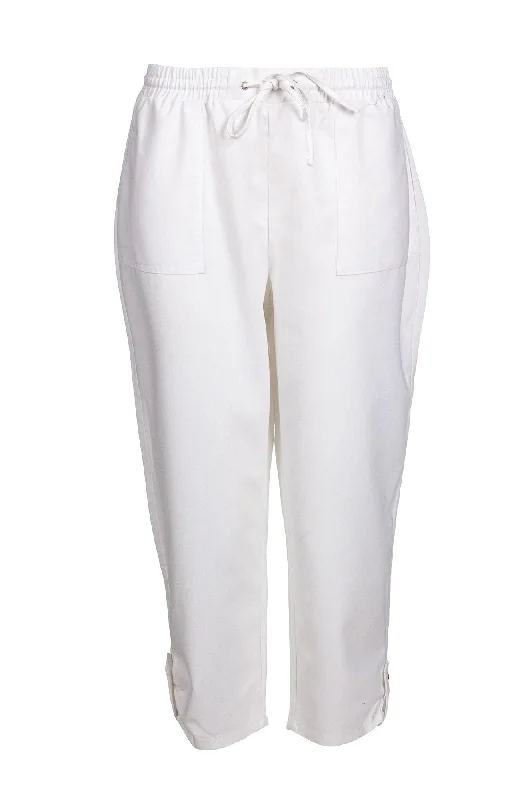 Cotton Linen Blend Mid Calf Pants | WHITE | 6782A1