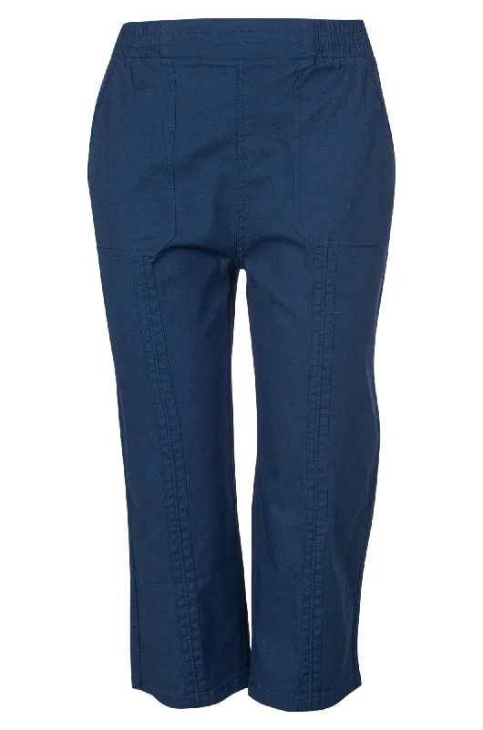 Pull on Mid Calf Pants | INDIGO | 6816A1