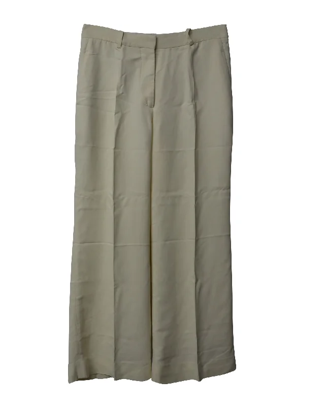 Victoria Beckham Pleated Trousers in Cream Viscose