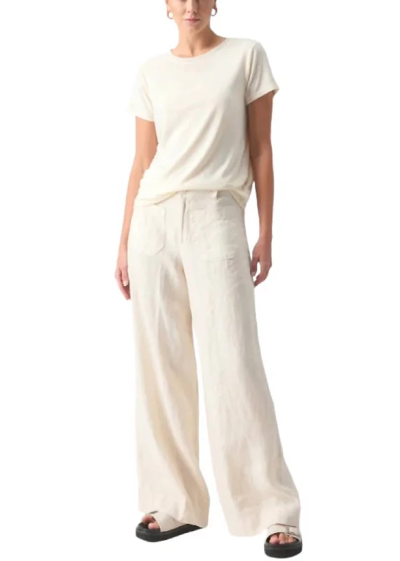 Women's Linen Marine Wide Leg Pants In Birch